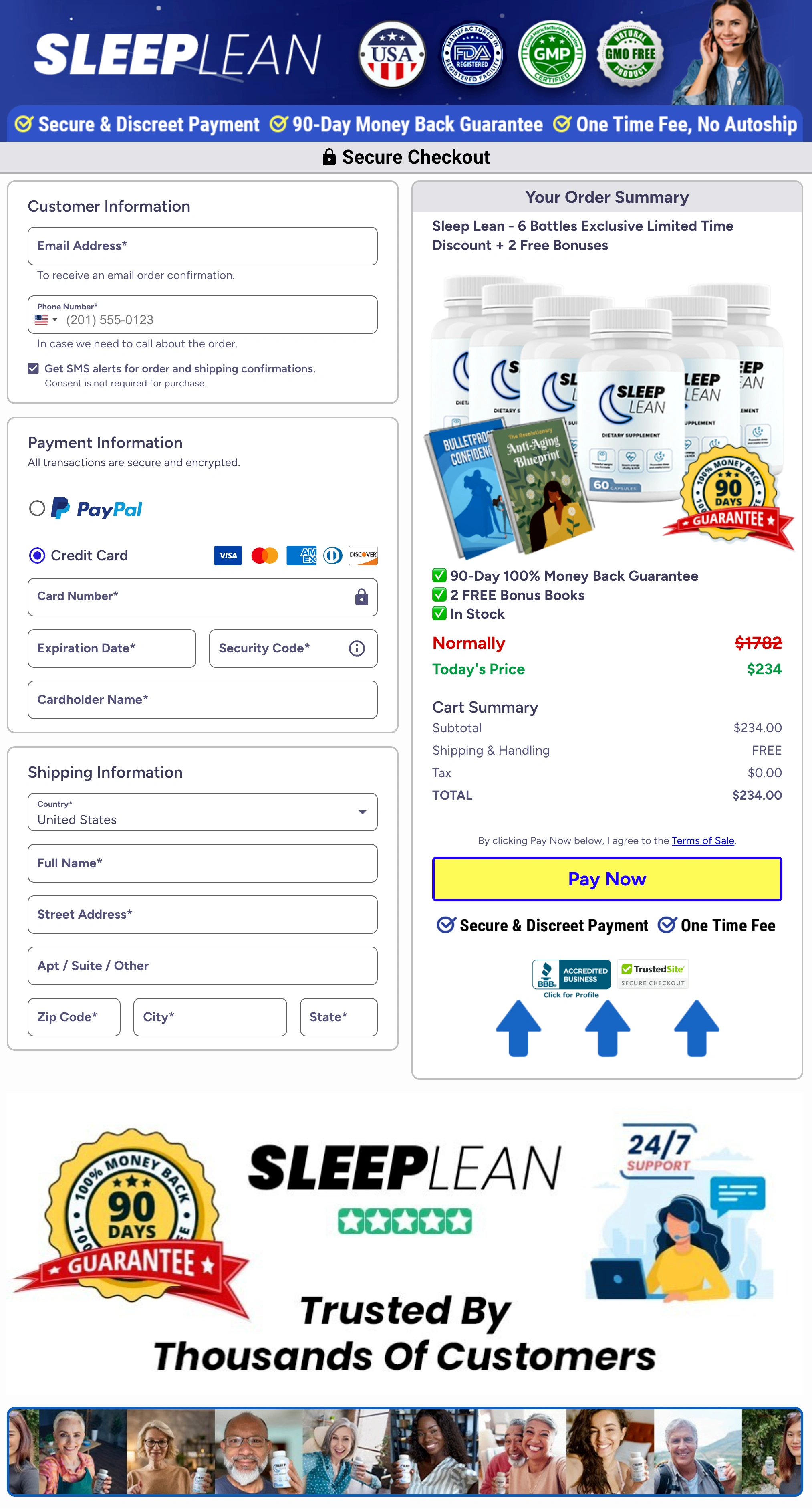 SleepLean Add to Cart button for secure checkout